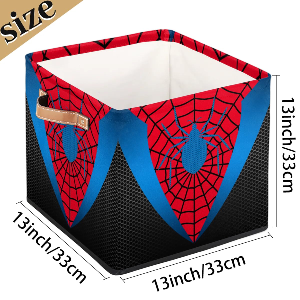 LLCXCSI Storage Cubes Red Spider Web Foldable Cube Organizer Baskets Bins 13"x 13" with Double Handles for Nursery, Kids Room, Closet Shelf Clothes Toys Storage