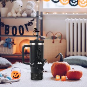 BELSITA Halloween Stanley Cup Accessories Set, Black Cartoon Devil Brid Witch Hat Straw Cap Design Water Bottle Decoration, Silicone Stanley Cup Boot, Stanley Charms for Stanley Cup 30/40oz Tumble