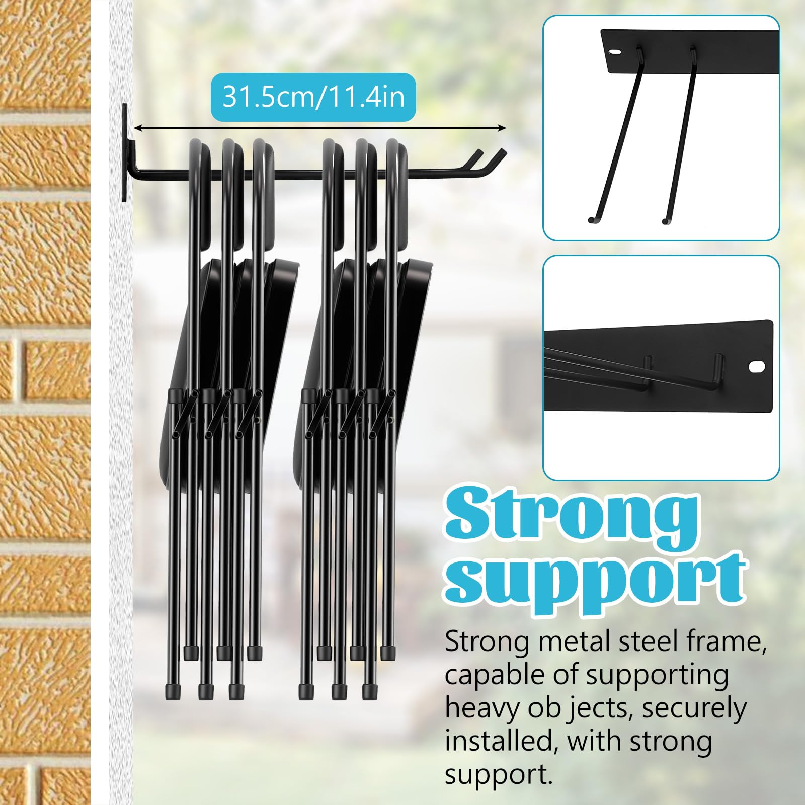 MAQUITA Folding Chair Storage Rack for Chair Organization and Garage Wall Mount Storage, Garden Tool Rack Organizer (2 Pack)