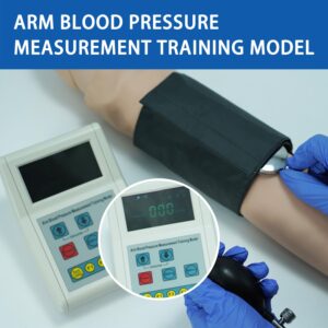 Blood Pressure Training Arm Simulator, BP Training Arm Manikin Practice Kit with Korotkoff Gap Sound Blood Pressure Cuff Stethoscope LCD Display Model for Education Teaching