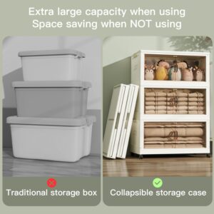 Storage Bins with Lid, 36 Gal Extra Large Collapsible Storage Bins with Private Panel, 3 Packs Stackable Storage Bins with Wheels,Closet Organizers and Storage for Home, Ofiice, Dorm