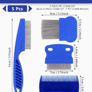 4 Pack Cat Dog Flea Comb, Stainless Steel Pet Comb For Dogs Cats Effective Against Fleas & Lice Professional Flea Comb For Dog & Cat