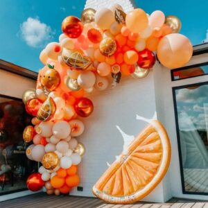 136Pcs Thanksgiving Fall Balloons Garland Arch Kit - 5 10 12 18 inch Orange Pastel Orange Gold and White Balloons for Fall Baby Shower Birthday ThanksGiving Pumpkin Themed Party Decorations