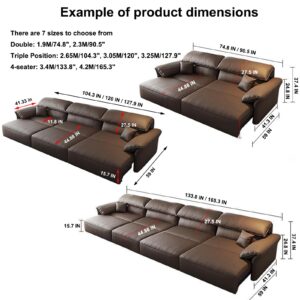 GFCDSDE 2 in 1 Convertible Electric Sofa Living Room, Adjustable Retractable Leather Sofa Multi-Functional Wall Straight Row Sofa with Cushioned Pillow & Goose Backrest Sectionals Sofa,Double 2.3m