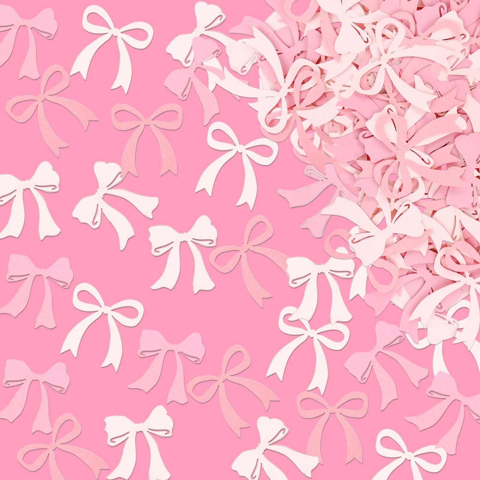 100PCS Pink Bow Confetti Engagement Party Bride To Be Pink Bow Table Confetti Bachelorette Party Birthday Decorations Supplies Baby Shower Boy Girl Bridal Shower Ribbon Party Supplies (pink bow 1)