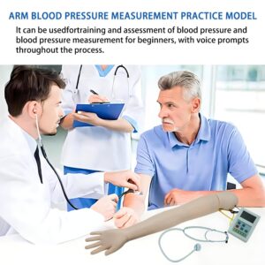 Blood Pressure Training Arm Simulator, BP Training Arm Manikin Practice Kit with Korotkoff Gap Sound Blood Pressure Cuff Stethoscope LCD Display Model for Education Teaching