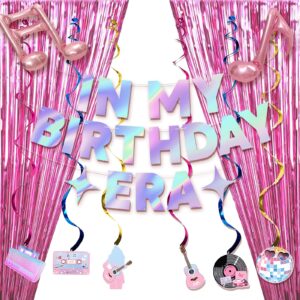 singer themed birthday decoration, party supplies for music lovers birthday, includes hanging swirls, birthday banners, foil curtains and foil balloons.