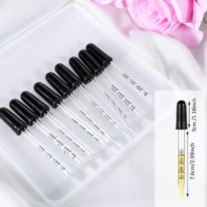 Lusofie 20 Pcs 1ML Pipettes Dropper, Eye Droppers with Rubber Tip, Glass Pipette for Essential Oils Eye Drops Makeup Liquid Universal Droppers with 2 Brushes