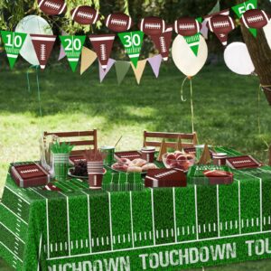 178Pcs Football Party Supplies Includes Dinner Plates, Dessert Plates, Napkins, Cups,Banner and Touchdown Tablecloth for Football Birthday Party Football Gameday Tailgate Party Decorations Serve 25