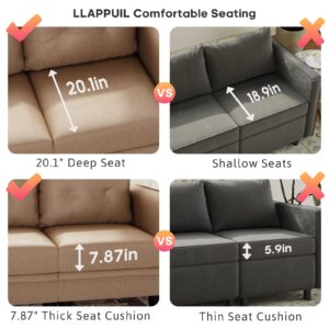 LLappuil Modular Sectional Sofa, Oversized U Shaped Sofa with Storage, Sectional Couch for Living Room, Faux Leather Fabric Waterproof Sofa, 8 Seats with Ottoman, Cognac Brown