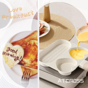 ATCROSS Breakfast Frying Pan, 3-Cup Egg Pan, Nonstick Granite Omelette Skillet, Pancake Pan and Egg Cooker and Grill Pan, Suitable for Gas and Induction Cooktops (Beige)