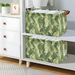 IBGIKWH Baskets Storage Bins Fabric Storage Bins Collapsible iron Frame Storage Cube Baskets for Organizing Clothes Storage Bins Storage Bins for Shelves Cartoon Beautiful Lily Of The Valley