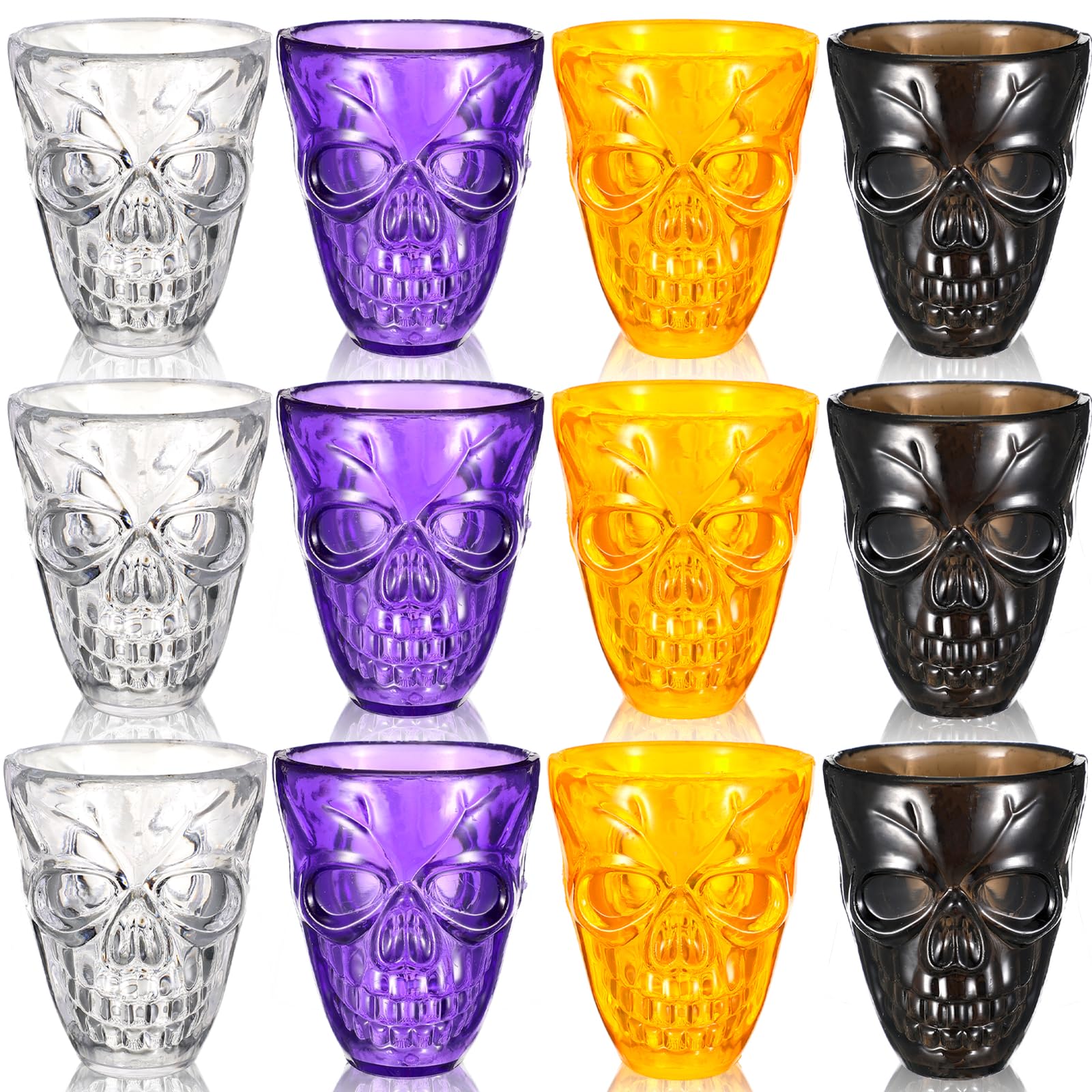 Yaure Joy 16 Pcs Halloween Skull Shot Glasses Unbreakable Plastic Halloween Cups for Halloween Skull Party Favor Halloween Party Decoration 1.86 oz/ 55 ml