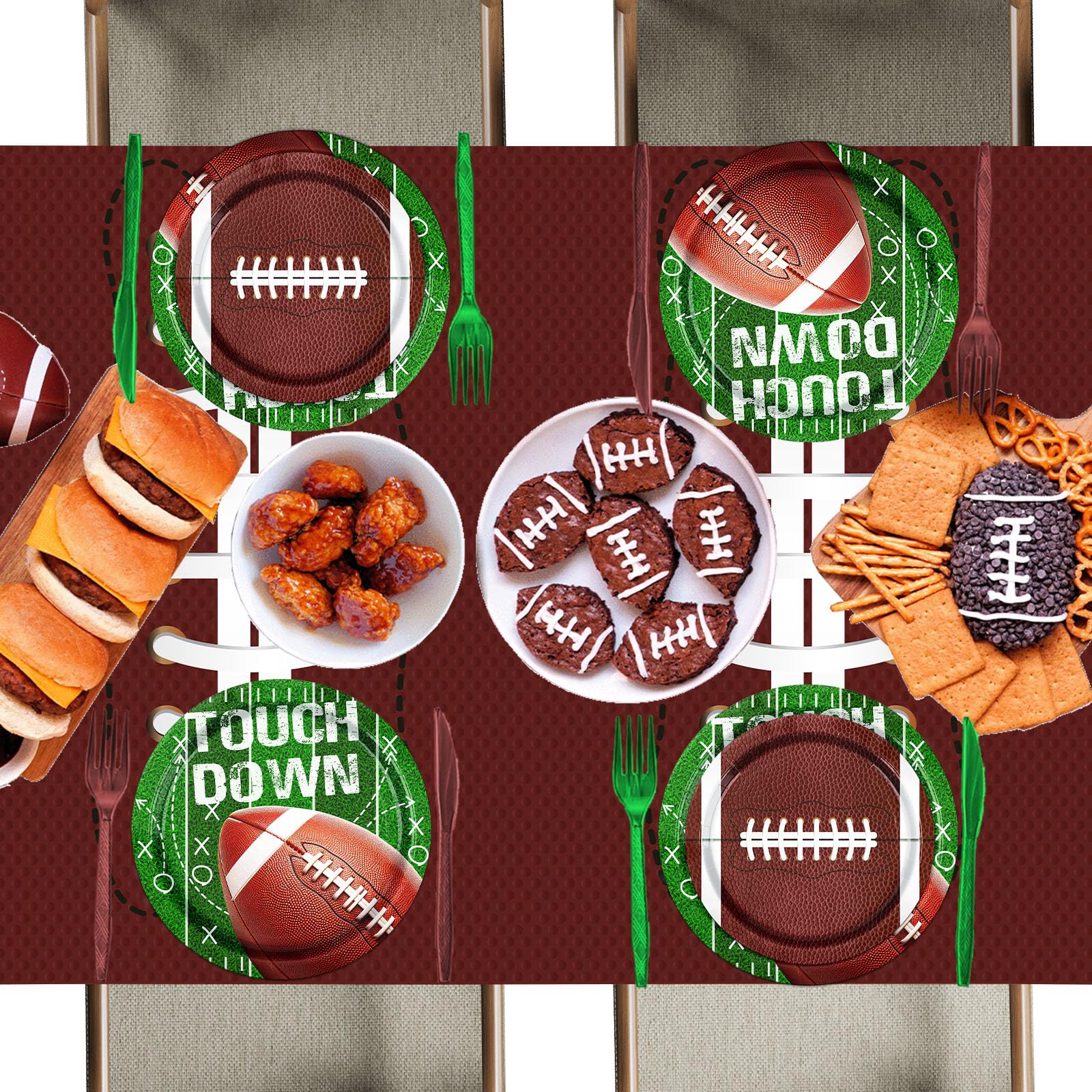 Football Party Supplies Kit Serve 25, 178Pcs Football Theme Party Decorations Includes Football Plates and Napkins Cups Banner Tablecloth for Football Birthday Game Day Tailgate Party Decorations