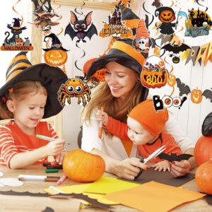 TPPICK 24Pcs Halloween Birthday Party Hanging Swirls Indoor Decorations, Cute Ghost Pumpkin Ceiling Hanging Streamers for Halloween Themed Party Decorations