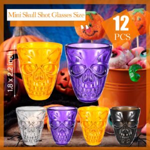 Yaure Joy 16 Pcs Halloween Skull Shot Glasses Unbreakable Plastic Halloween Cups for Halloween Skull Party Favor Halloween Party Decoration 1.86 oz/ 55 ml