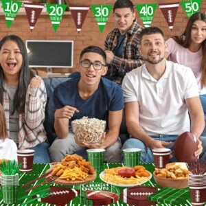 Football Party Supplies Kit Serve 25, 178Pcs Football Theme Party Decorations Includes Football Plates and Napkins Cups Banner Tablecloth for Football Birthday Game Day Tailgate Party Decorations