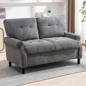 BOSMILLER 55" Loveseat Sofa, 2 Seater Sofa for Small Spaces, Removable Back and Thickened Soft Sofa Cushion, Furniture for Bedroom, Living Room, Apartment, Solid and Easy to Install (Light Grey)