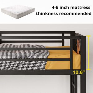 LIKIMIO Bunk Bed Twin Over Twin with Ladder and MDF Board Guardrail, Twin Bunk Beds with 2 Storage Drawers, Space-Saving, Noise Free, Black