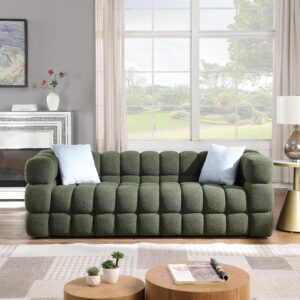 sofa couch - couch sleeper sofa bed with extra deep seats - comfy couches with 2 pillows for livingroom, bedroom, apartment lounge. (olive green-3 seat)