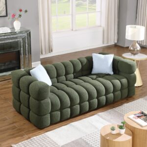 Sofa Couch - Couch Sleeper Sofa Bed with Extra Deep Seats - Comfy Couches with 2 Pillows for Livingroom, Bedroom, Apartment Lounge. (Olive Green-3 Seat)