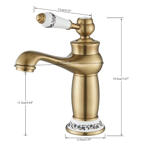 Basin Bath Faucet European Retro Single Handle Antique Bronze for Cold and Hot Water Sink Mixer Tap Mixer(ORB A)