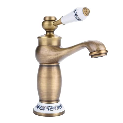 Basin Bath Faucet European Retro Single Handle Antique Bronze for Cold and Hot Water Sink Mixer Tap Mixer(ORB A)