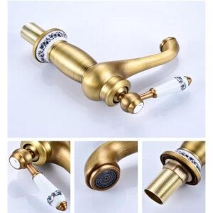 Basin Bath Faucet European Retro Single Handle Antique Bronze for Cold and Hot Water Sink Mixer Tap Mixer(ORB A)