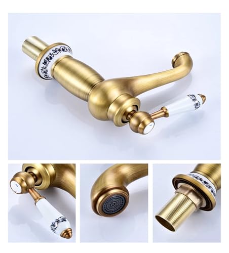 Basin Bath Faucet European Retro Single Handle Antique Bronze for Cold and Hot Water Sink Mixer Tap Mixer(ORB A)