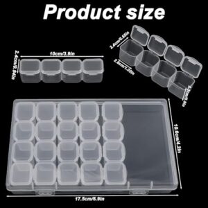 Giantree 1 Pack 28 Clear Plastic Grids Organizer Box with Removable Dividers, Small Compartment Container Bead Storage Box for Jewelry Accessories Nail Small Craft Toy 6.9" x 4.2" x 0.9"