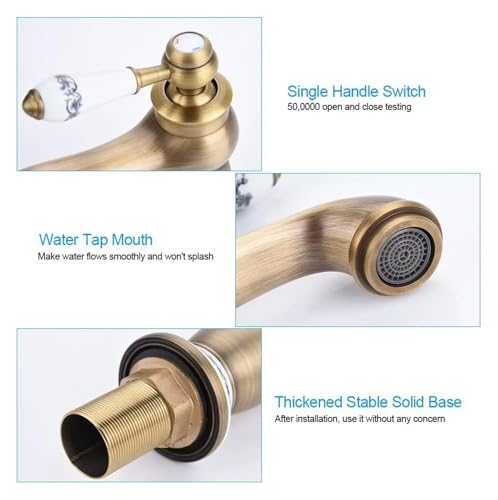 Basin Bath Faucet European Retro Single Handle Antique Bronze for Cold and Hot Water Sink Mixer Tap Mixer(ORB A)