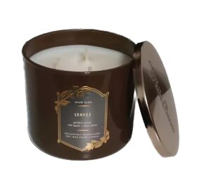 bath + body works leaves candle - crisp fall apples + golden nectar + warm clove spice - bath and body 3 wick strong scented candle - large, 14.5 ounces - fall candles, 2024.