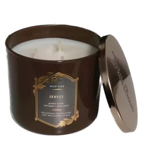 Bath + Body Works Leaves Candle - Crisp Fall Apples + Golden Nectar + Warm Clove Spice - Bath and Body 3 Wick Strong Scented Candle - Large, 14.5 Ounces - Fall Candles, 2024.