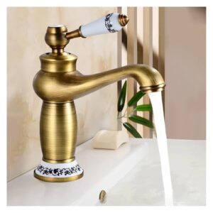 Basin Bath Faucet European Retro Single Handle Antique Bronze for Cold and Hot Water Sink Mixer Tap Mixer(ORB A)