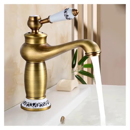 Basin Bath Faucet European Retro Single Handle Antique Bronze for Cold and Hot Water Sink Mixer Tap Mixer(ORB A)