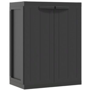 Outdoor Storage Cabinet Black 25.6"x14.6"x33.5" PP,Outdoor Storage Cabinet with Adjustable Shelves Durable and Lockable for Gardens, Balconies, and Patios Storage Lockers, Storage & Home Organization