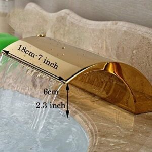 Kitchen Taps Faucet Modern Widespread Deck Mounted Waterfall Sink Faucet Golden Bath Mixer Taps Dual Handles