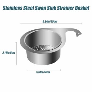 Stainless Steel Swan Sink Strainer Basket,Food Catcher for Sink Drain,Stainless Steel Sink Strainers for Kitchen Sink Food Catcher,Swan Drain Basket for Kitchen Sink (1set)