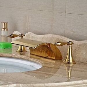 kitchen taps faucet modern widespread deck mounted waterfall sink faucet golden bath mixer taps dual handles