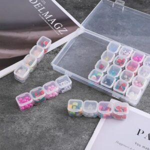 Giantree 1 Pack 28 Clear Plastic Grids Organizer Box with Removable Dividers, Small Compartment Container Bead Storage Box for Jewelry Accessories Nail Small Craft Toy 6.9" x 4.2" x 0.9"