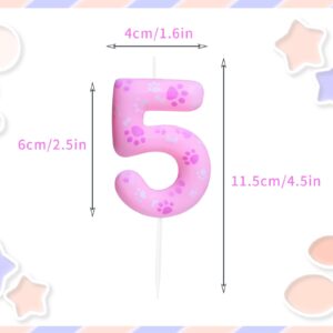 Cxryrzhe 3rd Birthday Candle Dog Paw Number 3 Candle Dog Paw Cake Decoration Birthday Party Supplies Pink Dog Paw Print Themed Cake Topper Decorations for Kids Boy Girl Party Decor Supplies