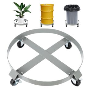 garveetech 55 gallon drum dolly - 4 wheels, 1000lbs load capacity, 67cm outer ring, 3" universal casters, 2 braked rollers