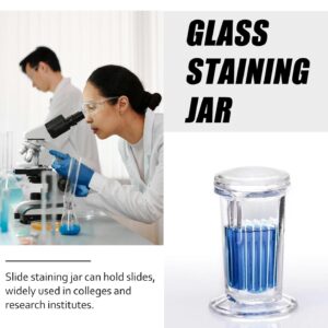 RGULICX Coplin Staining Jar with Glass Lid, 2 Pack 5 Slide Glass Staining Tank for Labs Laboratory School