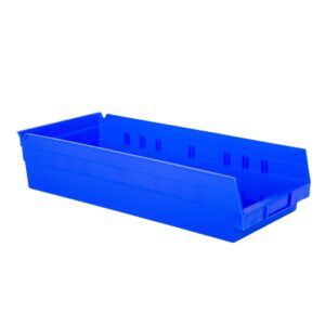 hudson exchange 18 x 8 x 4" plastic nesting storage 18” shelf bin container - 20 lb capacity (blue)