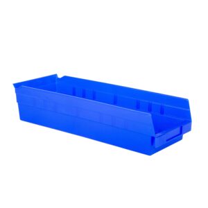 hudson exchange 18 x 6 x 4" plastic nesting storage 18” shelf bin container - 20 lb capacity (blue)