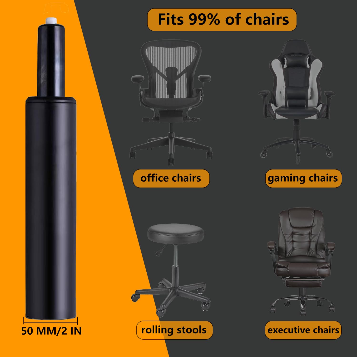 Ic Iclimetree Office Chair Cylinder Replacement - Heavy Duty Chair Gas Lift Cylinder, 5.5IN Class 4 Chair Hydraulic Cylinder for Gaming Chairs, Rolling Stools, Office Chair Accessories, Gas Cylinder