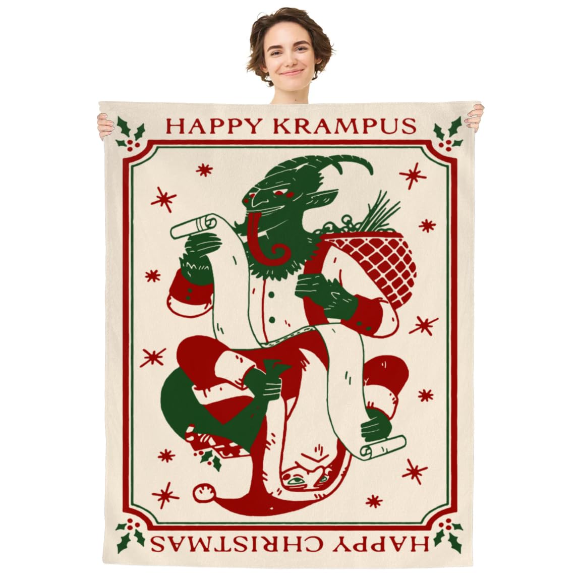 PATTERNFUL Happy Krampus Kids Throw Blankets for Boys, Plush Toddler Blanket for Girls, Plush Fleece Blankets Warm Cozy Blanket for Daycare Bedroom Sofa All Season 50 x 60''