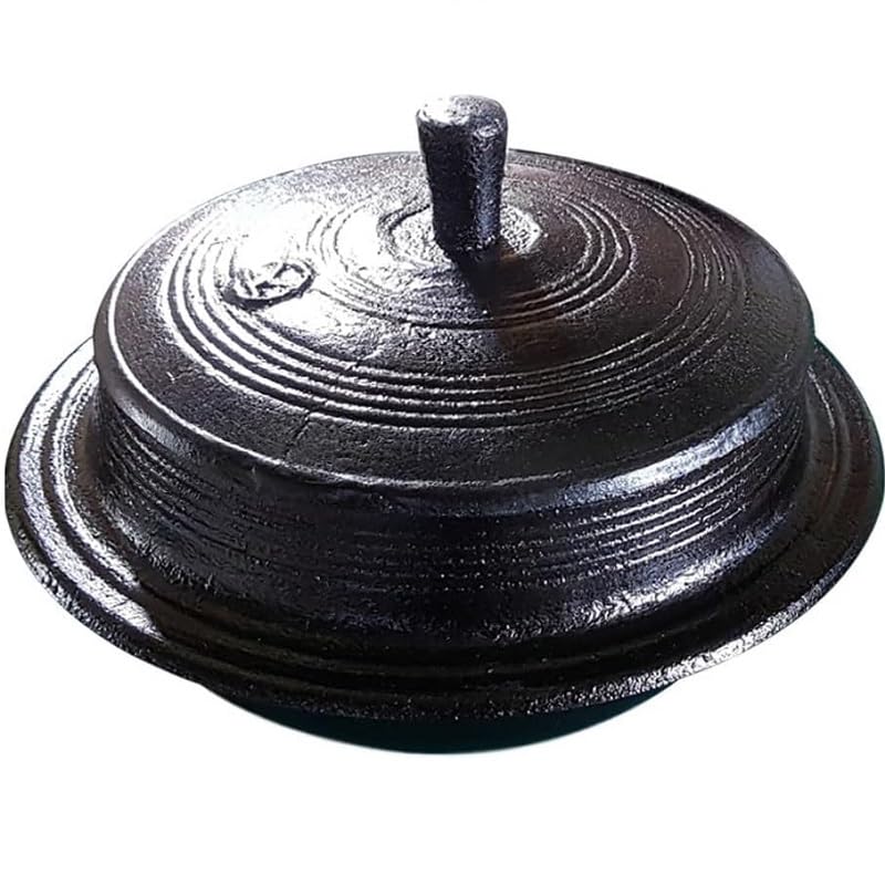 Xgxoz Korean Traditional Thick cast Iron Pot Pre-Seasoned Cast Iron 2-in-1 Heavy-Duty Dutch Oven with Skillet Lid Set, Oven,Grill, Stove Top, BBQ and Induction Safe