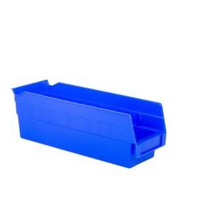 hudson exchange 12 x 4 x 4" plastic nesting storage 12” shelf bin container - 10 lb capacity (blue)