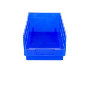 Hudson Exchange 18 x 6 x 4" Plastic Nesting Storage 18” Shelf Bin Container - 20 lb Capacity (Blue)